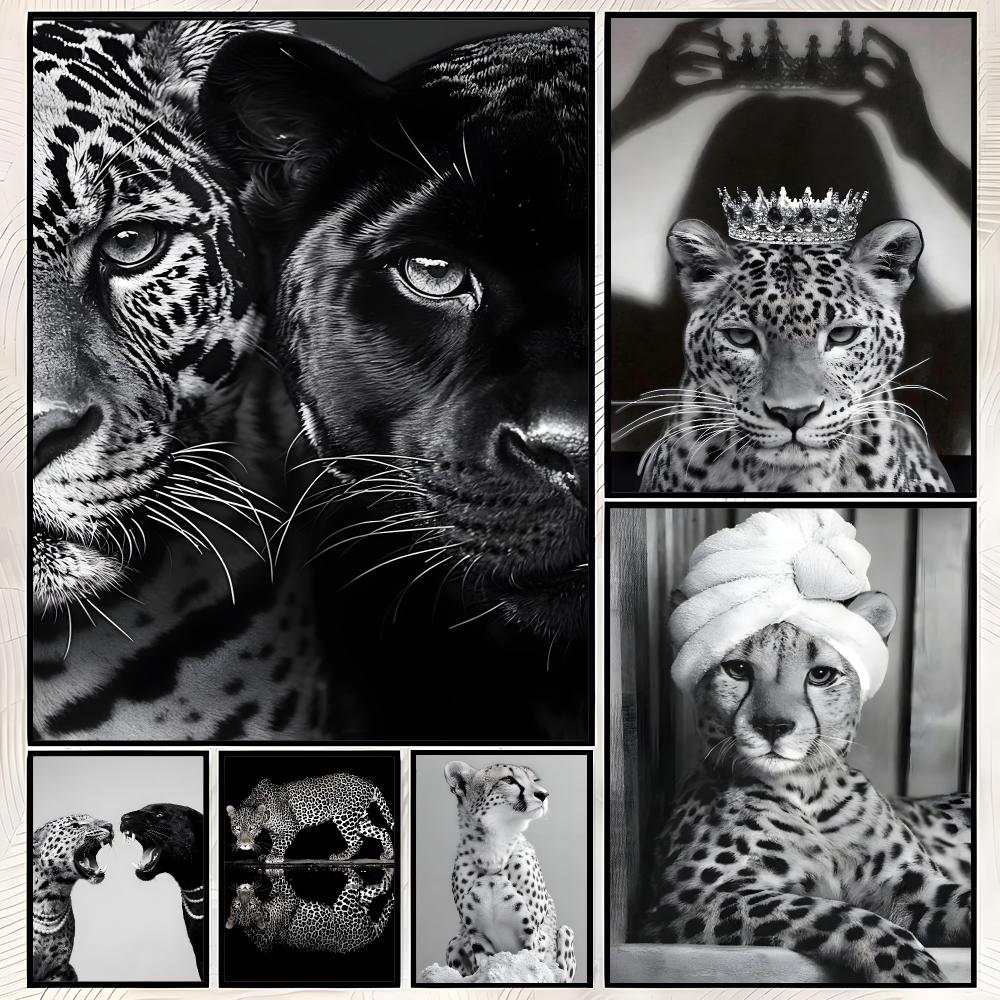 Luxury Lifestyle Wallpaper - Pôster de leopardo preto e branco