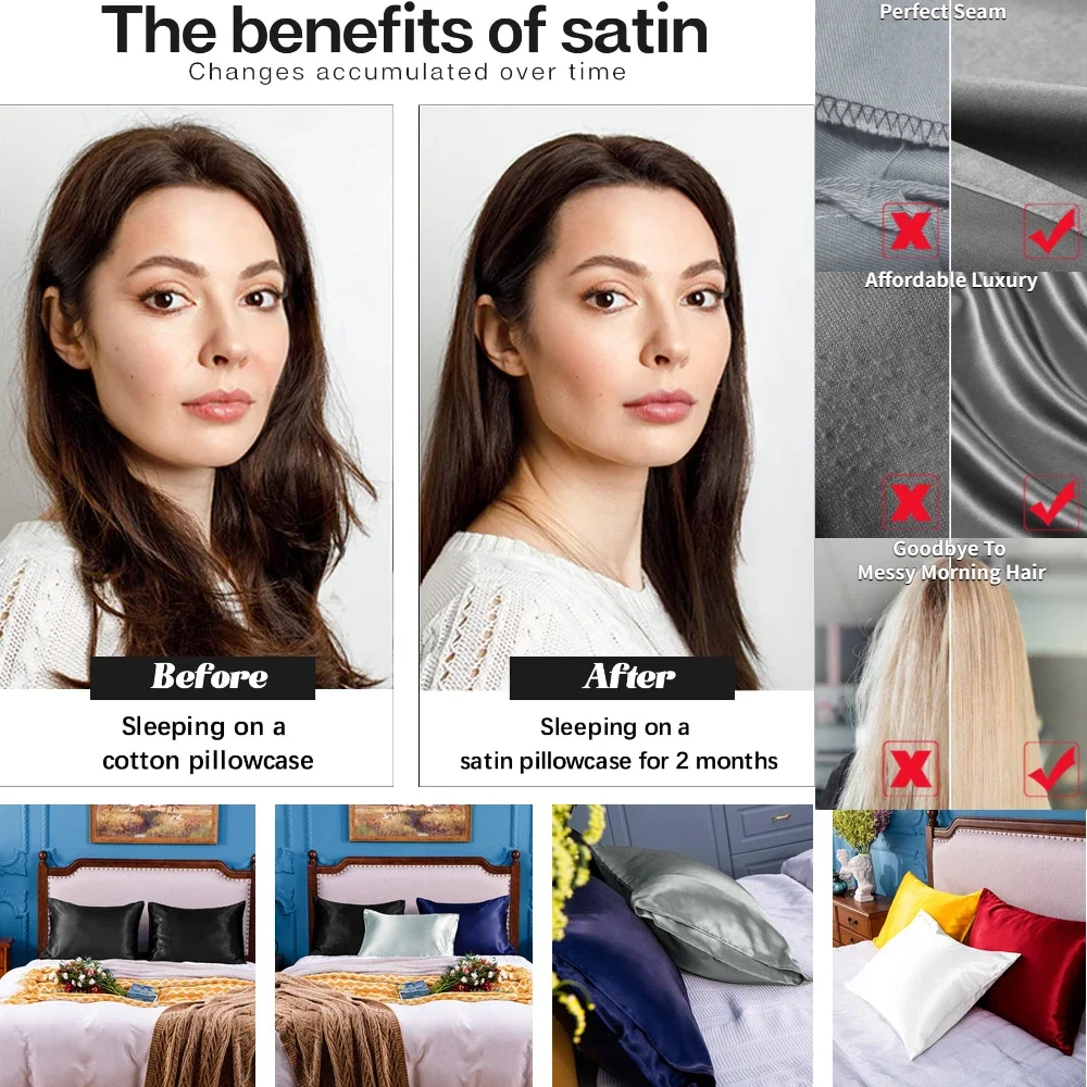 Fronha de cetim para cabelo e  - Silk Pillowcase Set avaliação e preço