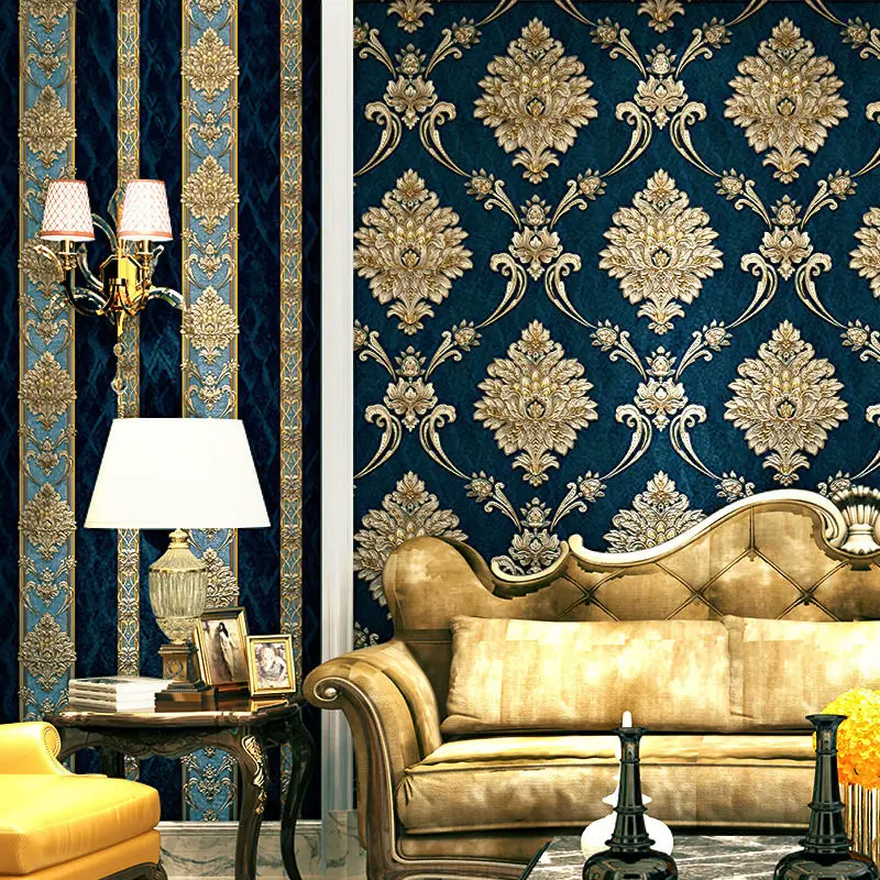 Papel de Parede 3D em PVC Azul - Luxury Lifestyle Wallpaper avaliação e preço
