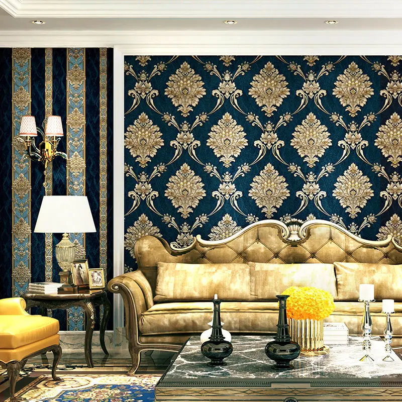 Papel de Parede 3D em PVC Azul - Luxury Lifestyle Wallpaper avaliação e preço